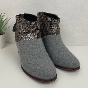TOMS Leila Grey Felt Shine Boucher Booties Size 6M